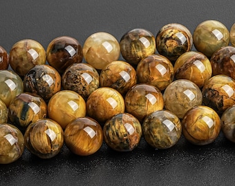 Gold Tiger Eye Beads Genuine Natural Grade AA Gemstone Round Loose Beads 4MM 6MM 8MM 10MM Bulk Lot Options