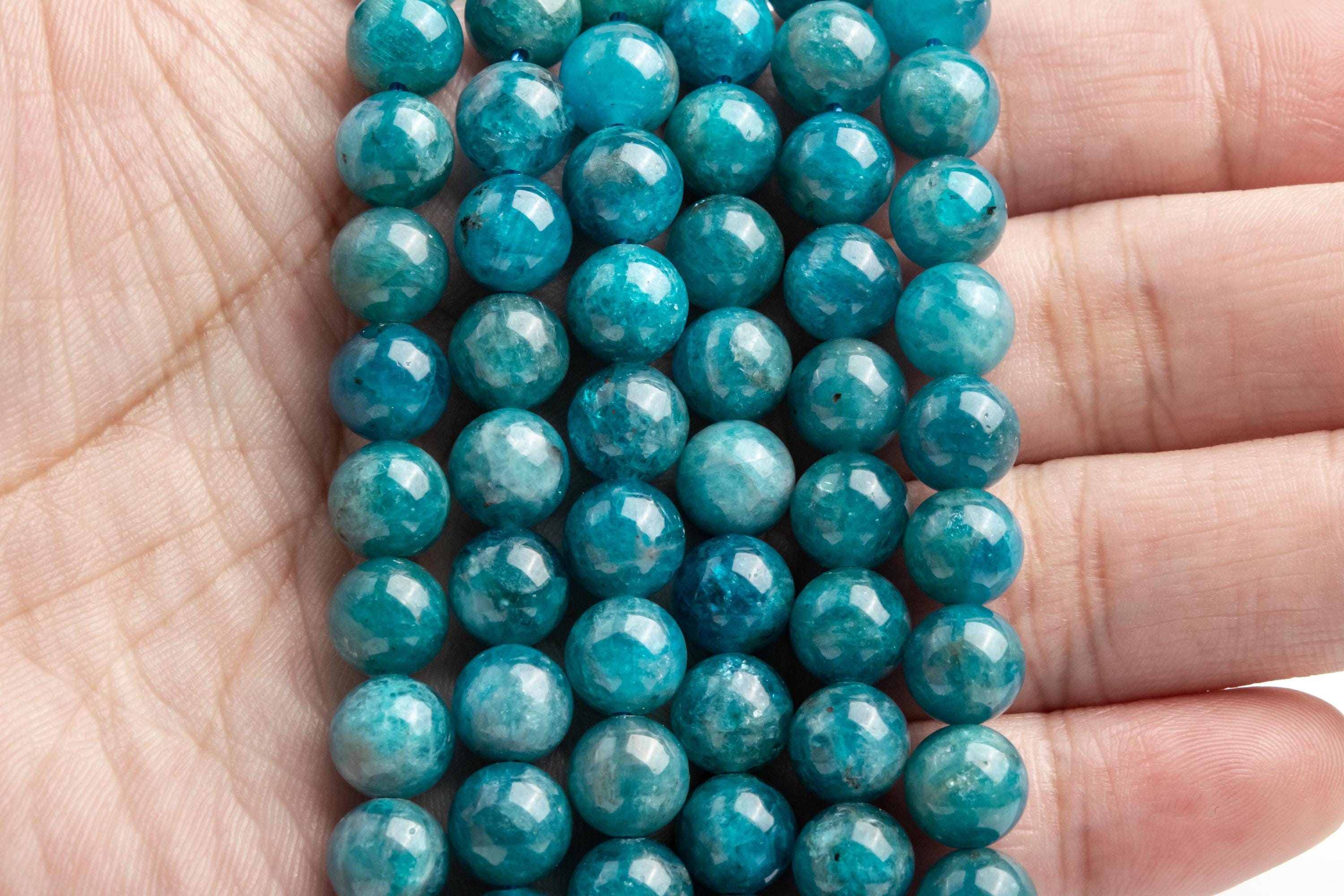 Blue Apatite Beads Genuine Natural Grade A+ Gemstone Round Loose Beads ...
