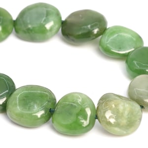 8-10MM Green Jasper Beads Pebble Nugget Grade AA Genuine Natural Gemstone Half Strand Loose Beads 7.5&quot; Bulk Lot Options (108042h-2622)