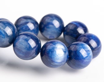 Bracelet en perles de cyanite 10 mm bleu foncé, qualité AAA, véritable pierre gemme ronde naturelle de 20 cm (8 po.) Options de lot en gros (119294h-1171)
