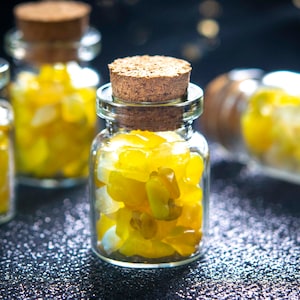 2 Pcs 35x22MM Glass Wishing Bottle Genuine Natural Yellow Cream Opal Chips Healing Gemstone Beads Bulk Lot Options (114372-3793)