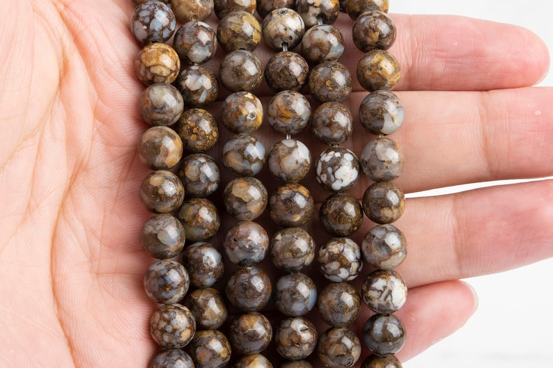 Coffee Brown Opal Beads Africa Grade AAA Genuine Natural Gemstone Round Loose Beads 6MM 8MM 10MM 12MM Bulk Lot Options image 3