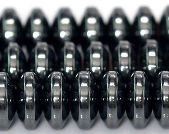 6x2MM Black Hematite Beads Grade AAA Natural Gemstone Rondelle Loose Beads 15.5&quot; / 7.5&quot; Bulk Lot Options(101390)