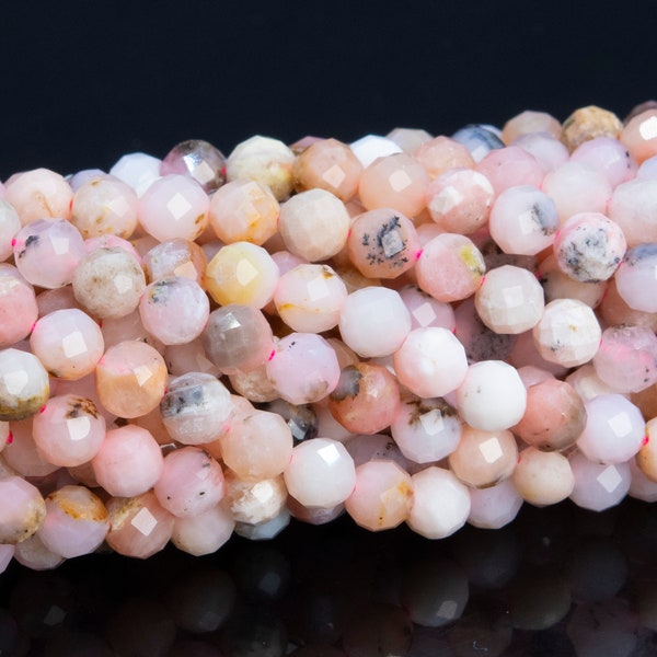 4MM Pink Opal Beads Grade AA Genuine Natural Gemstone Faceted Round Loose Beads 15" / 7.5"  Bulk Lot Options (113279)