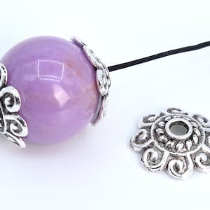 10x3MM Floral Bead Cap Antique Silver Tone Zinc Alloy 30 Pcs Bulk Lot Options (63045-2347)