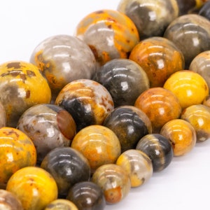 Bumblebee Jasper Beads Genuine Natural Grade AAA Gemstone Round Loose Beads 6MM 8MM 10MM 12MM Bulk Lot Options