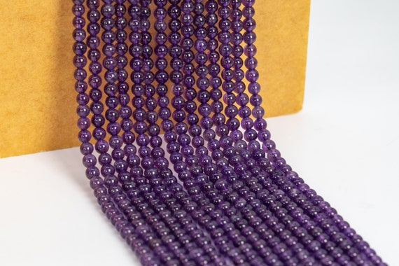 Natural AA Grade Genuine Dark Purple Amethyst Round Beads For Jewelry  Making 15