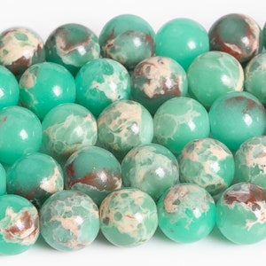 Green Imperial Jasper Beads Grade AAA Gemstone Round Loose Beads 4MM 6MM 8MM 10MM Bulk Lot Options