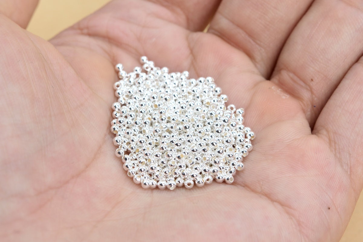 Tiny 2mm Sterling Silver Beads Faceted Round 100 pcs. S-152