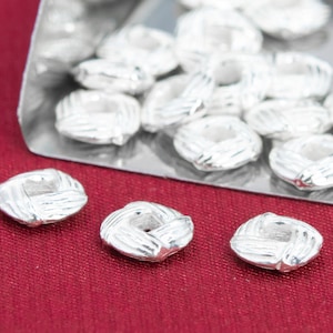 5x2MM Sterling Silver Spacer Beads Rondelle 10 Pcs Solid Silver (64021-2135)