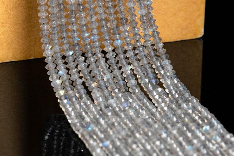 3x2MM Light Gray Labradorite Beads AAA Genuine Natural Gemstone Full Strand Faceted Rondelle Loose Beads 15 Bulk Lot Options 111779-3407