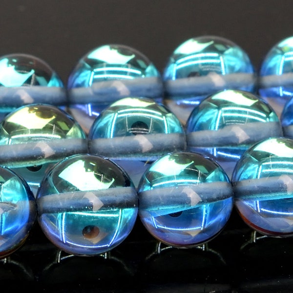 Black Mystic Aura Quartz Beads Round Loose Beads 6MM 8MM 10MM 12MM Bulk Lot Options