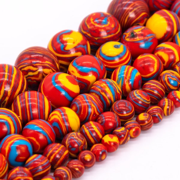Red Blue Yellow Calsilica Beads Grade AAA Synthetic Gemstone Round Loose Beads 3MM 6MM 8MM 10MM 12MM Bulk Lot Options