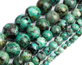 Green African Turquoise Beads Genuine Natural Grade AAA Gemstone Round Loose Beads 4MM 6MM 8MM 10MM 12MM Bulk Lot Options