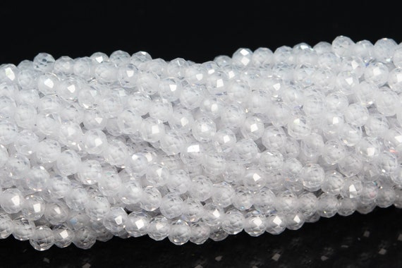 2-3MM Clear Cubic Zirconia Beads Grade AAA Full Strand Faceted Round Loose Beads 15" Bulk Lot Options (110624-3202)
