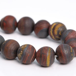 8MM Matte Dark Red Tiger Iron Beads AA Genuine Natural Gemstone Half Strand Round Loose Beads 7.5&quot; BULK LOT 1,3,5,10,50 (105304h-1506)