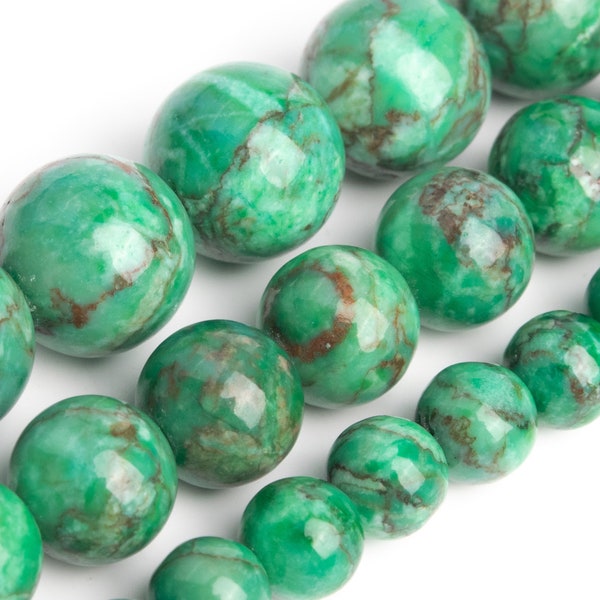 Grass Green Magnesite Turquoise Beads Grade AAA Gemstone Round Loose Beads 6MM 8MM 10MM Bulk Lot Options
