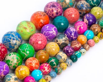 Multicolor Sea Sediment Imperial Jasper Beads Grade AAA Gemstone Round Loose Beads 4MM 6MM 8MM 10MM 12MM Bulk Lot Options