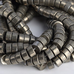 8x4MM Copper Pyrite Beads Rondelle Slice Grade AAA Genuine Natural Gemstone Half Strand Loose Beads 7.5&quot; BULK LOT 1,3,5,10,50 (104652h-1269)