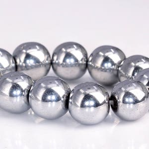 Silver Hematite Beads Grade AAA Gemstone Round Loose Beads 2MM 4MM 6MM ...