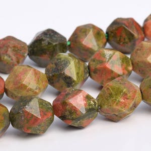 Lotus Pond Unakite Beads Star Cut Faceted Grade AAA Genuine Natural Gemstone Loose Beads 8MM 10MM Bulk Lot Options