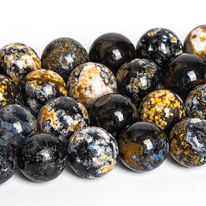 Yellow Blue Ocean Jasper Beads Genuine Natural Grade A+ Gemstone Round Loose Beads 4MM 6MM 8MM 10MM Bulk Lot Options
