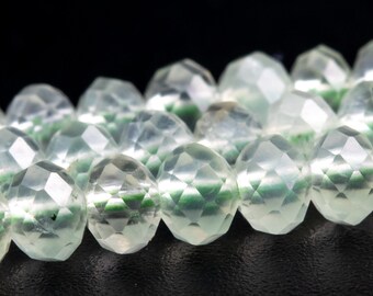 5x3-4MM Light Green Prehnite Beads Grade AA Genuine Natural Gemstone Faceted Rondelle Loose Beads 15" / 7.5" Bulk Lot Options (118454)