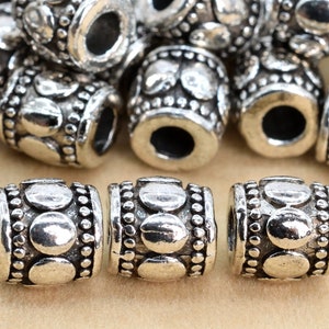 6x6MM Antique Silver Tone Spacer Beads Tube 10 Pcs Bulk Lot Options (62302-2261)