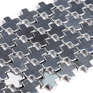 8MM Silver Hematite Beads Cross Grade AAA Natural Gemstone Full Strand Loose Beads 15.5&quot; BULK LOT 1,3,5,10 and 50 (104525-1231)