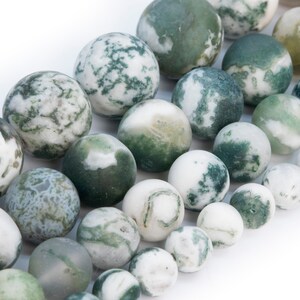 Matte Moss Agate Beads Grade A Genuine Natural Gemstone Round Loose Beads 8MM 10MM Bulk Lot Options