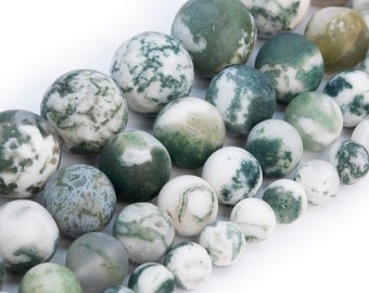 Matte Moss Agate Beads Grade A Genuine Natural Gemstone Round Loose Beads 8MM 10MM Bulk Lot Options
