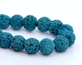 6MM aquablaue vulkanische Lavaperlen, Güteklasse AB, natürlicher Edelstein, halber Strang, runde lose Perlen, 7" BULK LOT 1,3,5,10 und 50 (101915h-429)