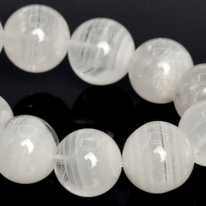 12MM White Lace Phantom Quartz Beads Grade AAA Genuine Natural Gemstone Half Strand Round Loose Beads 8&quot; Bulk Lot Options (108341h-2641)