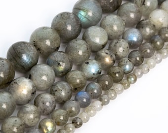 Gray Labradorite Beads Grade A Genuine Natural Gemstone Round Loose Beads 4MM 6MM 8MM 10MM Bulk Lot Options