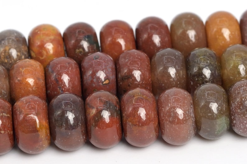 108671 8x5MM Ocean Fossil Agate Beads Grade AAA Genuine Natural Gemstone Rondelle Loose Beads 157.5 Bulk Lot Options