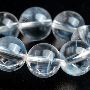Bracelet de perles de quartz en cristal transparent avec aiguilles bleues de 7-8 mm, qualité AAA, véritable pierre précieuse ronde naturelle de 7 po. (122834h-1317)