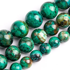 Green Blue Chrysocolla Beads Genuine Natural Grade AAA Gemstone Round Loose Beads 6MM  8MM 10MM 12MM Bulk Lot Options