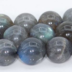 9MM Gray Labradorite Beads Madagascar Grade B Genuine Natural Gemstone Round Loose Beads 15.5&quot;/7.5&quot; (109916)