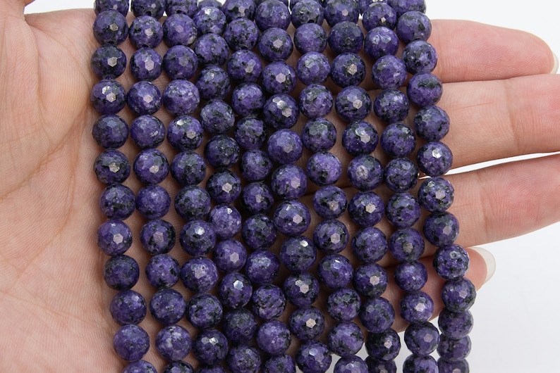 8MM Deep Purple Charoite Beads Grade A Natural Micro Faceted Round Loose Beads 15 Bulk Lot Options 109613