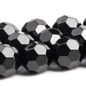 Black Agate Beads Grade AAA Genuine Natural Gemstone Micro Faceted Round Loose Beads 8MM 10MM Bulk Lot Options