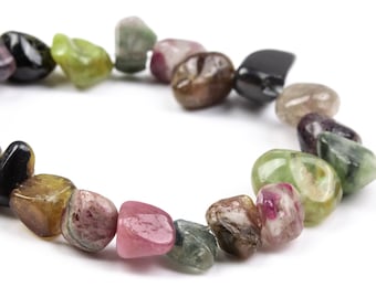 8-10MM Multicolor Tourmaline Beads Pebble Nugget A Genuine Natural Gemstone Half Strand Loose Beads 7.5" Bulk Lot Options (108040h-2621)