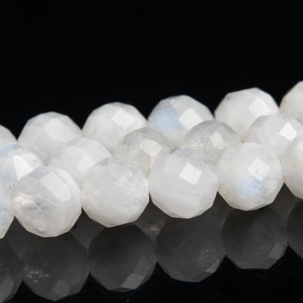 5-6MM Rainbow Moonstone Beads Grade A+ Genuine Natural Gemstone Faceted Round Loose Beads 15" / 7.5" Bulk Lot Options (119471)