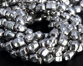 10x8MM Silver Hematite Beads Skull Grade AAA Natural Gemstone Half Strand Loose Beads 7.5 BULK LOT 1,3,5,10 and 50 (104851h-1312)