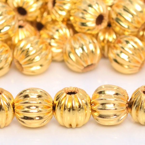 4MM Gold Tone Spacer Beads Corrugated Round 30 Pcs Bulk Lot Options (60176-1562)