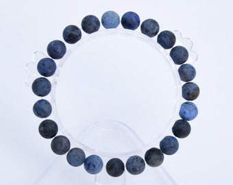 8MM Matte Blue Dumortierite Beads Bracelet Grade A Genuine Natural Round Gemstone 7" BULK LOT 1,3,5,10 and 50 (106739h-067)