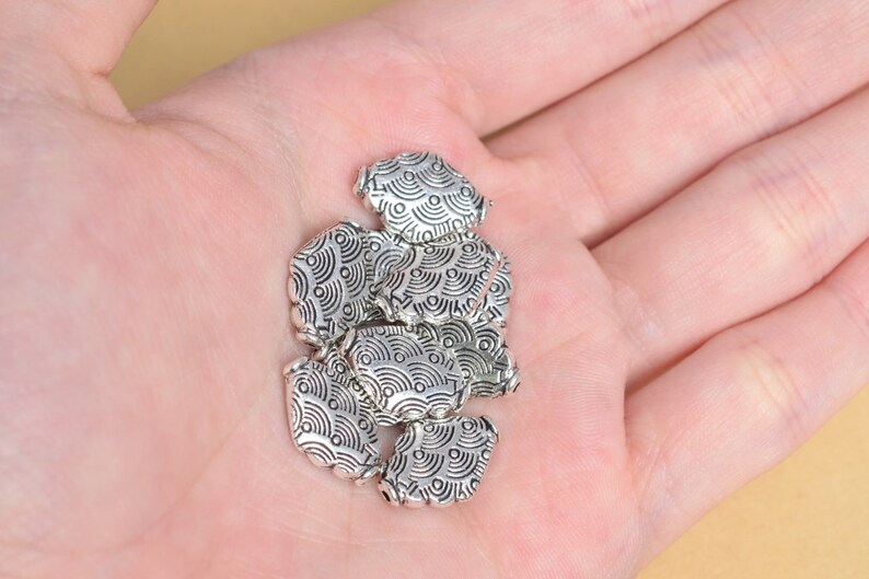 14x10MM Antique Silver Tone Spacer Beads Rhombus 10 Pcs Bulk Lot Options 63662-2410