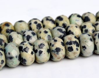 8x5MM Dalmatian Jasper Beads AAA Genuine Natural Gemstone Faceted Rondelle Loose Beads 15" / 7.5" Bulk Lot Options(103306)