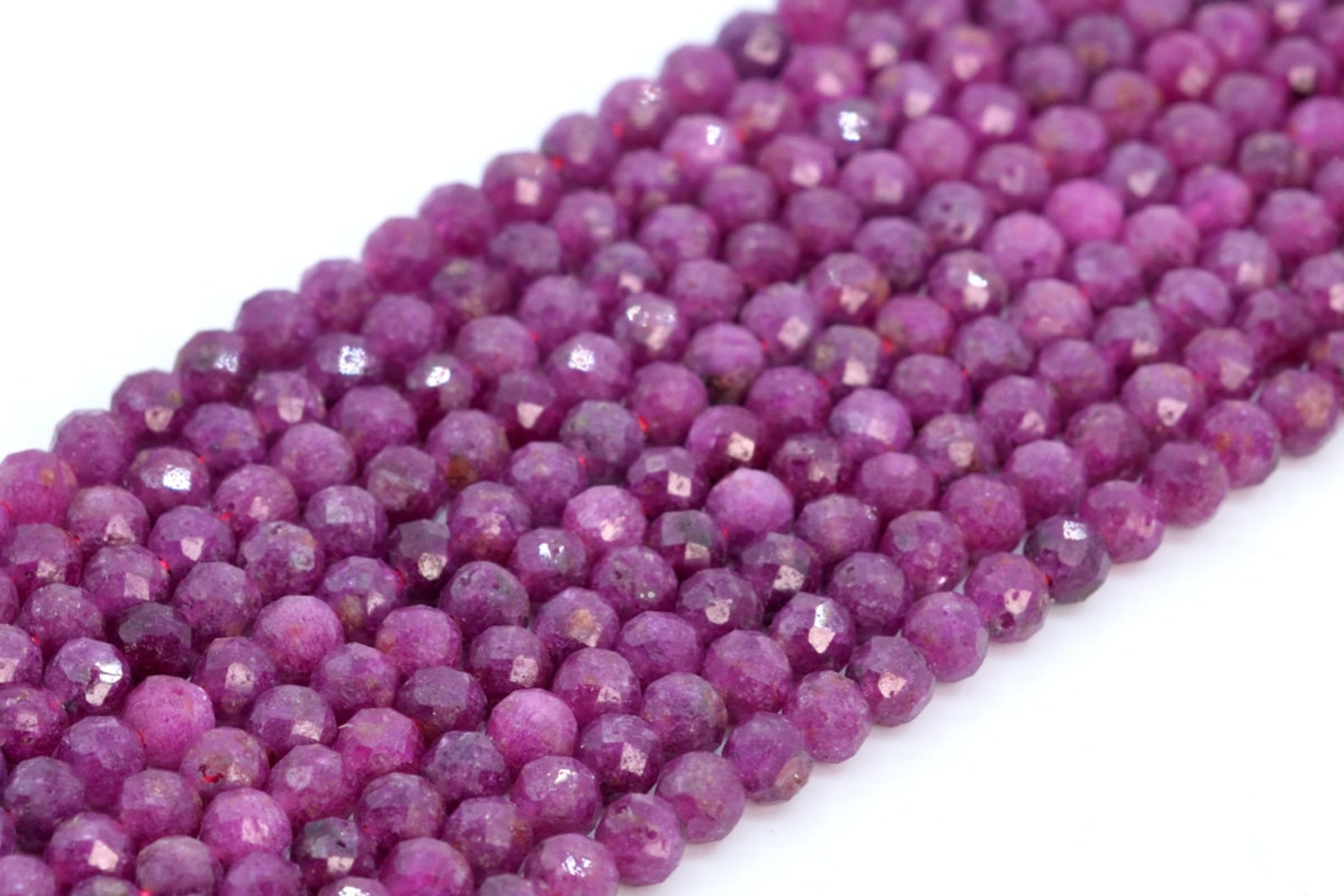 4MM Ruby Beads Genuine Natural Gemstone Full Strand Faceted Etsy