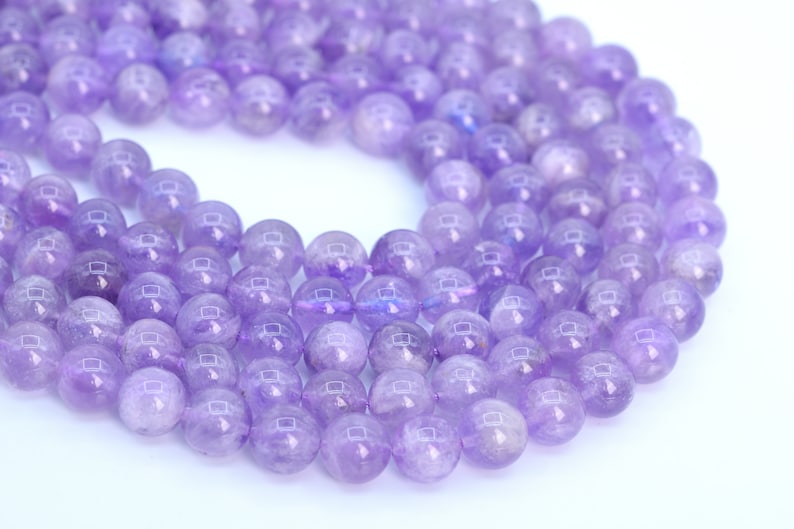 Lavender Amethyst Grade AA Genuine Natural Gemstone Round Loose Beads 4MM 6MM 8MM 10MM 12MM 14MM Bulk Lot Options image 3