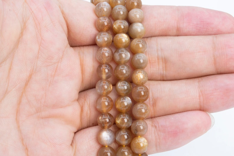 7MM Flash Brown Sunstone Beads Grade AAAAA Genuine Natural Gemstone Half Strand Round Loose Beads 7 112326h-3495